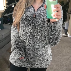 Lined fuzzy Sherpa zip